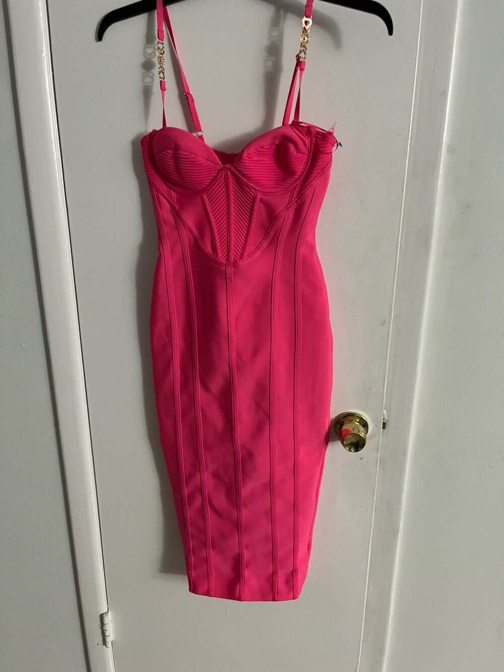 Fashion Nova Victoria Bandage Midi Dress in Hot Pink
